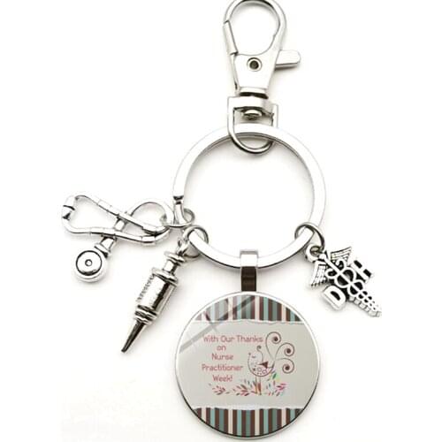 New Jewelry Antique DH Bump Glass Lobster Buckle Pendant Medical Sign Stethoscope Syringe Men and Women Car Keychain Gift