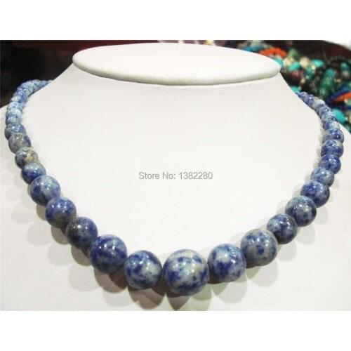 ! new DIY wholesale 6-14mm Lapis Lazuli Round Beads Necklace 18" JT6425