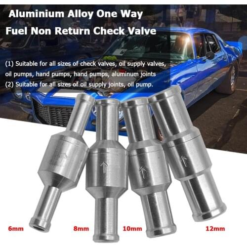One Way Check Valve Aluminium Alloy Fuel Non Return Check Valve Petrol Diesel for Car Automobile Oil Water Pumps 6-12mm