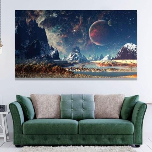 Universe Stars Planets Landscape Canvas Painting Posters And Prints Space Exoplanet Galaxy Wall Art Picture For Living Room
