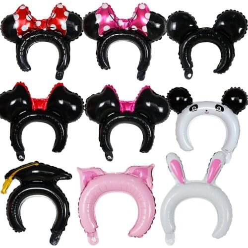 50pcs cute headband headband Mickey Minnie foil balloon bear pig pink animal balloon birthday party childrens toy decoration