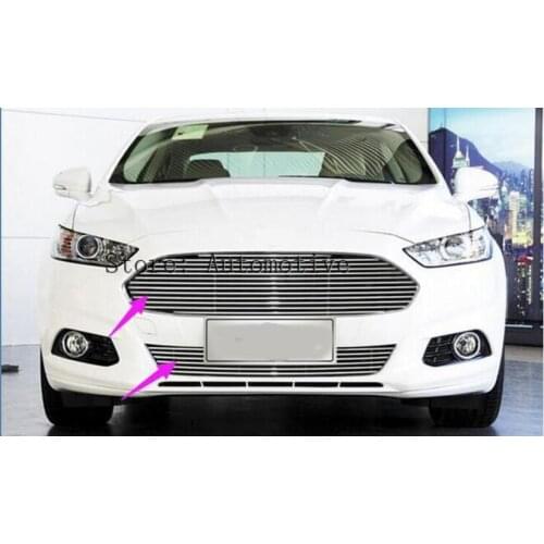 Stainless Steel Front Center Grille Grill Trims 2pcs for ford Fusion 2014 2015