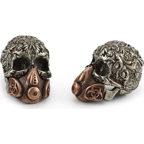 Carving Brass Skull Lanyard Bead Paracord Pendant Keychain DIY Pendant Mask Skull Brass Knife Beads