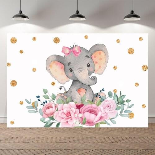 Seekpro Cartoon Safari Wonderland Elephant Baby Shower Backdrop Customized Kids Birthday Party Decorations Background Photocall