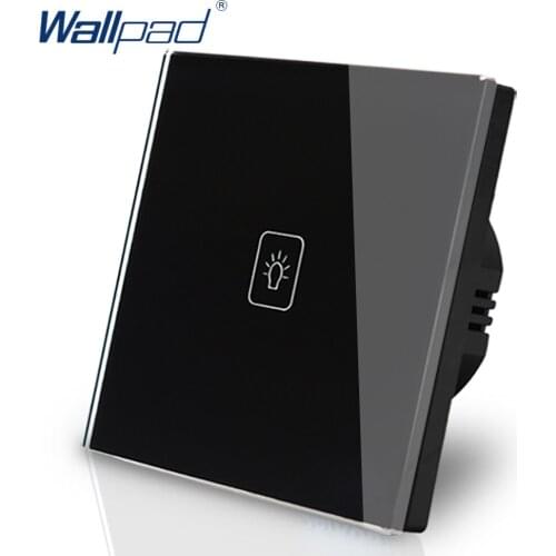 1 Gang 1 Way High Quality EU Switch 86*86MM Wallpad Black Glass European Standard Touch Switch Free Shipping