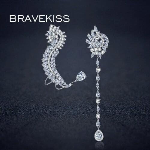BRAVEKISS long drop earrings crystal dragon piercing cartilage ear cuff wrap earrings for women jewelry boucle d'oreille BUE0219