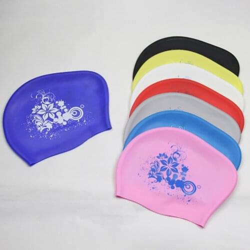 Womens swimming caps, long-haired womens swimming caps, waterproof silicone swimming pool caps, flexible and lightweight