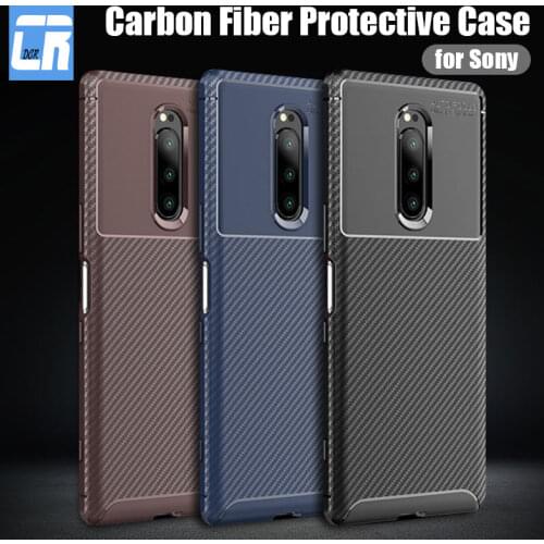 Carbon Fiber Silicone Bumper TPU Cover Case For Sony Xperia 1 5 8 10 II III Shockproof Phone Case For Sony XZ4 XZ3 XZ2Back Cover