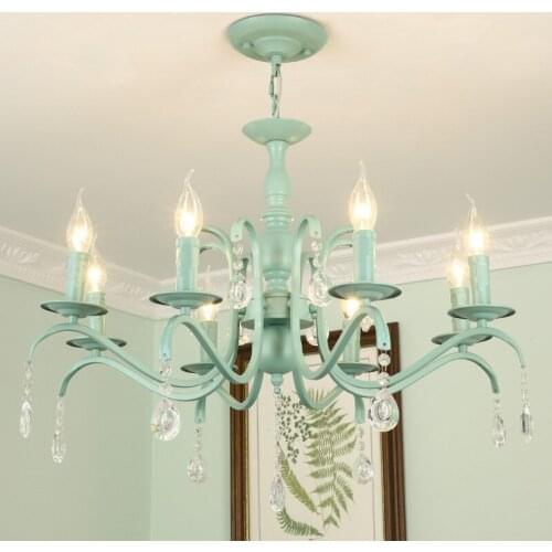 Modern American Pastoral Metal Crystal Chandelier LED Pendant Light Kids Suspension Lamps PA0368