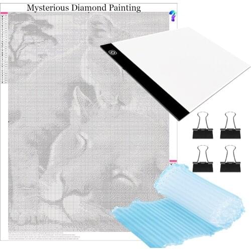 Mysterious Diamond Paintings Surprise Gift 10000+ Different Picture of Rhinestone Set With A4 LED light Pad For Easy To Painting