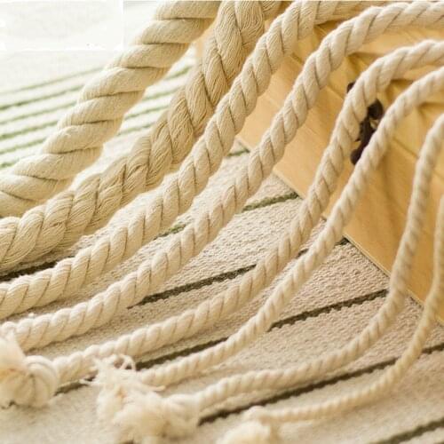 Three strands Of Cotton Rope Handmade DIY Rope Macrame Rope Macrame Cords Thick Beige Braided Rope Decorative