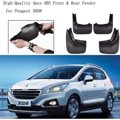High-Quality 4pcs ABS Front & Rear Fender for Peugeot 3008 Car Mud Flaps Splash Guard Mudguard Mudflaps Accessories