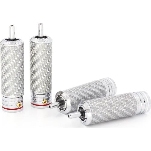 High Quality plug carbon fiber RCA Jack Rhodium Plated plug interconnect cable connector plug
