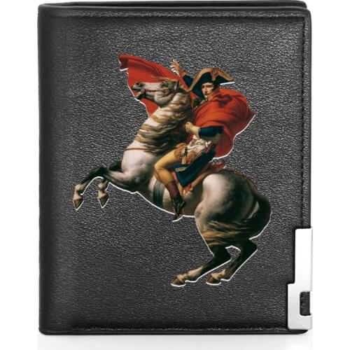 High Quality Luxury Napoleon Theme Printing Leather Wallet Credit Card Holder Short Male Slim Purse For Men