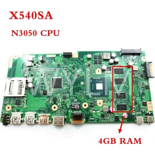 X540SA Onboard N3050 CPU DDR3 4GB memory mainboard For ASUS X540S X540SA X540SAA F540S laptop motherboard 90NB0B30-R00031