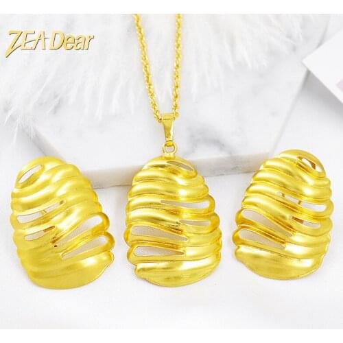 ZEA Dear Jewelry Trendy Jewelry Clip Earrings Pendant Dubai Women Jewelry Sets Egg Hollow Out For Party Wedding Jewelry Findings