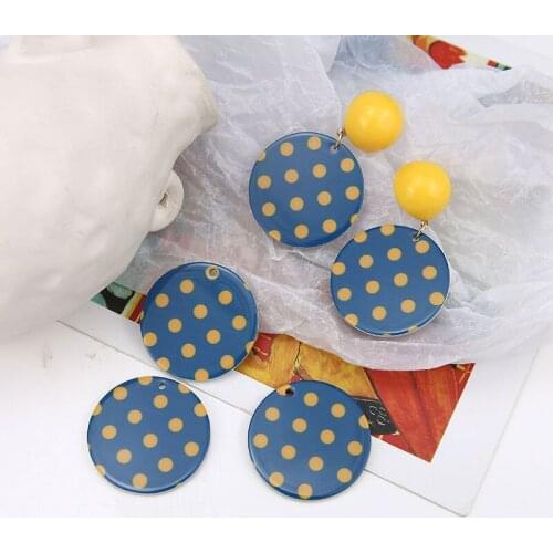 6pcs Japanese Harajuku Style Earrings Minority Wave Point Hong Kong Wind Acetate Round Earrings For Women Jewelry Accessories