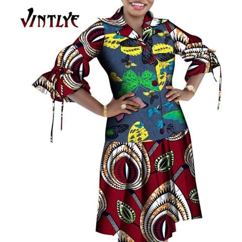 Plus Size African Dress for Women Robe Africaine Ladies Shirt Dresses Printed Kente Dashiki Attire Maxi Female Clothing WY8924