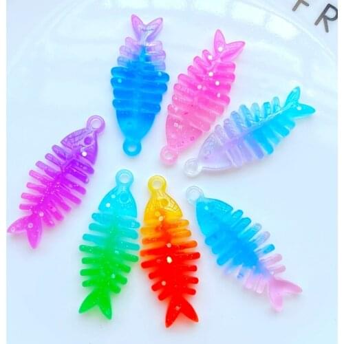 10Pcs Kawaii Resin Mixed Mini Fishbone With Hole Flat Back Cabochon Crafts Clothing DIY Scrapbooking Accessories L99