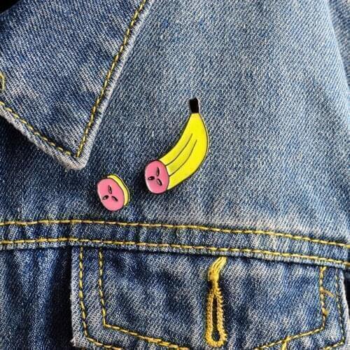 2 pieces of Banana and banana slice needle set hard enamel needle backpack hat bag accessories kawaii Jwelry