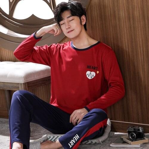 6535Cotton Pullover Long Sleeve Trousers Pajama a Sets Summer Boy Man Jammies O-Neck Home Casual Sleepwear Nightwear Pyjamas hde