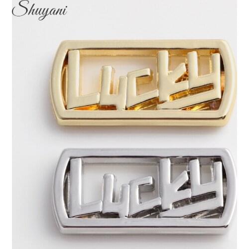 Factory Price 20pcs/lot Alloy 2 Color Hollow Square Lucky Words Charms Plate For Glass Locket Pendant CHM#401