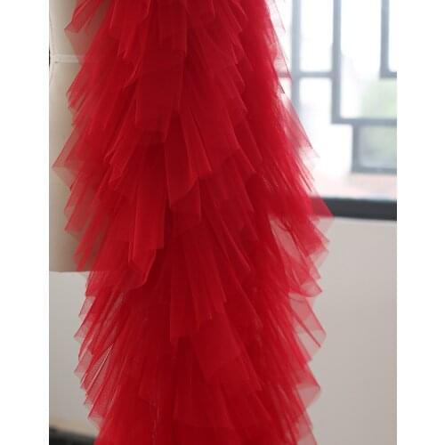 26cmx100cm 6layers Mesh Pleated Pettiskirt Lace Handmade DIY Childrens Leggings plus Skirt Decoration Accessories