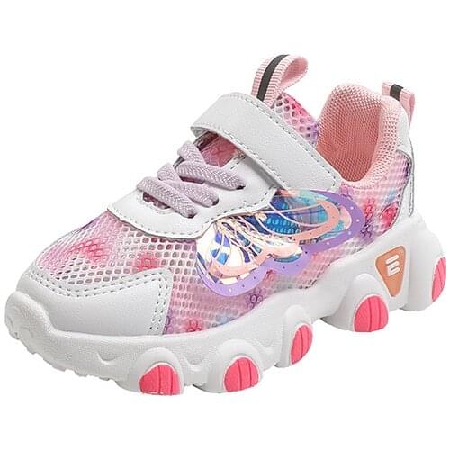 Childrens Air Mesh Sneakers 2021 Summer New Breathable Kids Sports Shoes Casual Running Shoes Non-slip Butterfly Fashion Shoes