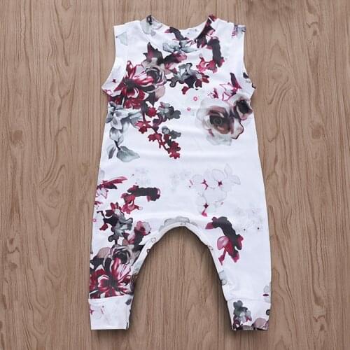 New Summer Baby Floral Sleeveless Romper Outfits For Kid Newborn Cotton Clothes Toddler Baby Boy Girl Floral Romper Jumpsuits