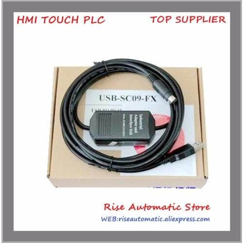 For FX1N FX2N FX1S FX3U Series PLC Programming Cable USB-SC09-FX Download Cables USB To RS422 Adapter Support Win7