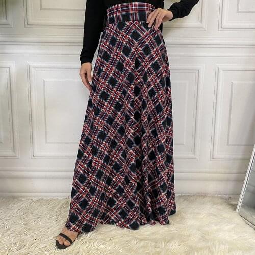 Womens Skirt Plaid Muslim Bottoms High Waist Long Pencil Ramadan Party Worship Service Islamic Scottish Tartan Trousers Skirts