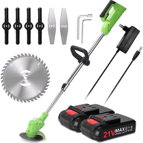 21V Electric Lawn Mower Rechargeable Battery Cordless Grass Trimmer Auto Release Household Portable Garden Home Trimming Machine