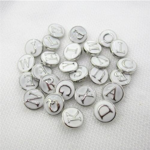 Enamel 26pcs White A-Z Alphabet Snaps Button 12mm Interchangeable Snap Button Jewelry DIY Bracelets&Bangles Ginger charms