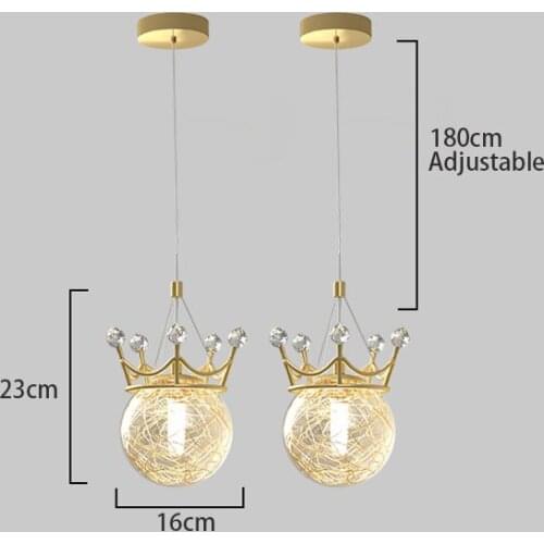 European Crown Crystal Glass LED Pendant Lights Art Deco Dining Bar Hanging Lamp Bedroom Living Room Kitchen Lighting Fixtures