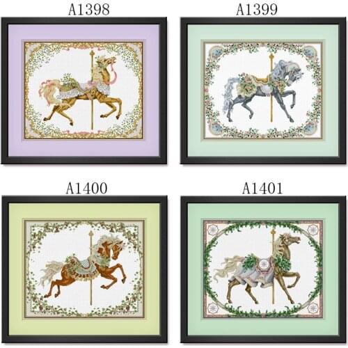Fishxx Cross Stitch A1398-A1401 Carousel European Style Retro Four Seasons Flowers Hand Embroidery