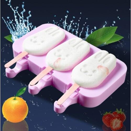 Combined silicone ice cream mold ice tray tray popsicle mold Christmas decoration DIY ice cream machine tool with 50 wood