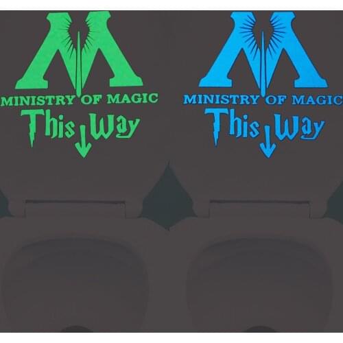 MInistry of Magic This Way Glow in the Dark Toilet Sticker Decal Home Decor Luminous Wall Sticker Bathroom Door Washroom DIY