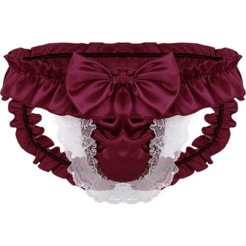 Men Sissy See-through Panties Satin Bikini G-String Thong Briefs Sexy Underwear Mens Sexy Briefs Lace Sexy Panties Underwear