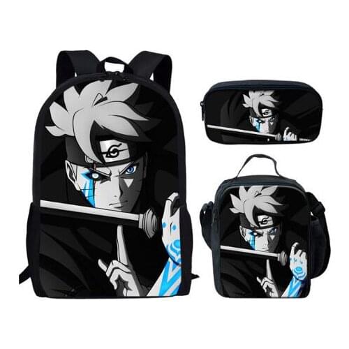 Middle School Students Backpack 3pcs Set Akatsuki Itachi Sharingan School Bag Anime Printing Children Shoulder Backpack Boys