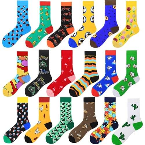 Art Socks Women Happy Fun Socks Colorful Puzzle Cartoon Harajuku Skateboard Female Cotton Socks Men Naiveness Fun Original Socks