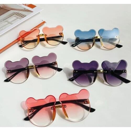 New Kids Cute Cartoon Bear Shape Sunglasses Vintage Rimless Glasses 2021 Resin Eyeglasses Eyewear Womens Decorative Glasses