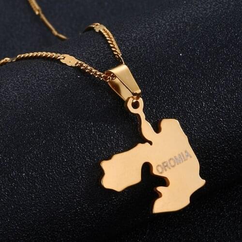 Stainless Steel Oromia Map Pendant Necklaces Oromo Map Chain Jewelry Gifts