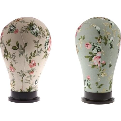 2pcs Professional Flower Mannequin Canvas Block Head Wig Toupee Display Style Wigs Drying Dye With Mount Hole 21''24