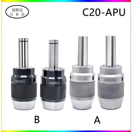 C20 apu Straight shank cutter shank c20 apu13 apu16 one-piece self-tightening drill chuck milling machine tool holder spindle