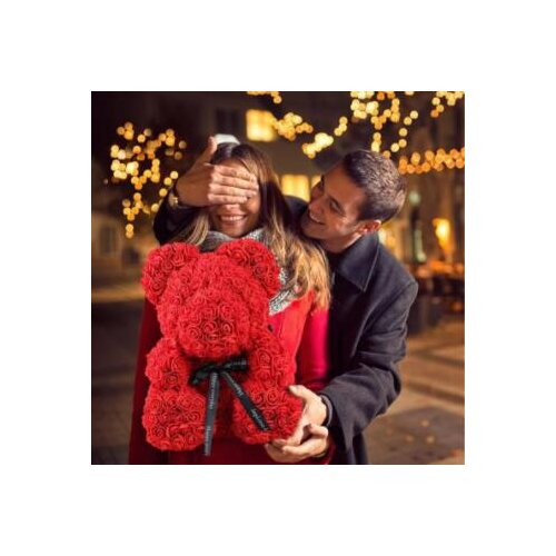 Valentines Romantic Gift Box PE Teddy Rose Bear Artificial Rose Cute Cartoon Birthday Mothers Day Gift for Girlfriend