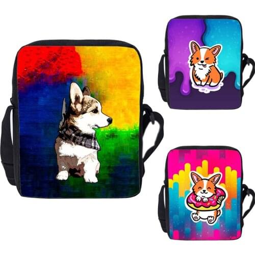 3D Print Women Shoulder Bag Welsh Corgi Pembroke Bags Zipper Bag Crossbody Cartoon Pet Dog Korgi Bags Girls Kawaii Messenger Bag