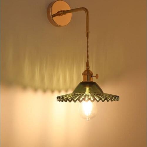 LED Simple Art Transparent Glass Wall Lamp Nordic Copper Bedroom Living Room Corridor Study E27 Decorative Lighting Fixtures