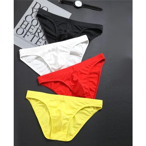 Mens Sexy Comfortable Cotton Underwear Low-Rise U Convex Briefs Shorts Underpants Soft Interior Low Waist Breathable Panties