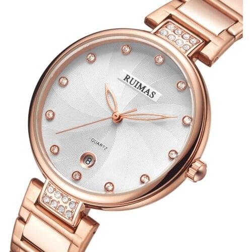 UTHAI CQ55 Women’s Quartz watch Waterproof Rose gold steel clock for ladies bracelets Rhinestone Texture Top 2020