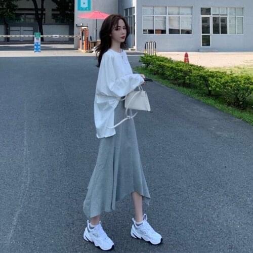 Spring and Summer Casual Irregular Skirt Suit Womens Fashion Net Red Ocean Style Slimming Youthful-Looking Two-Piece Set